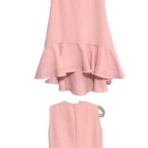 VICTORIA BECKHAM Pink Pintuck Flounce Hem Shift Midi Dress